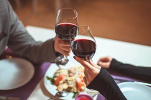 Romantic dining coating with red wine