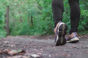 close up of shoes on walking trail