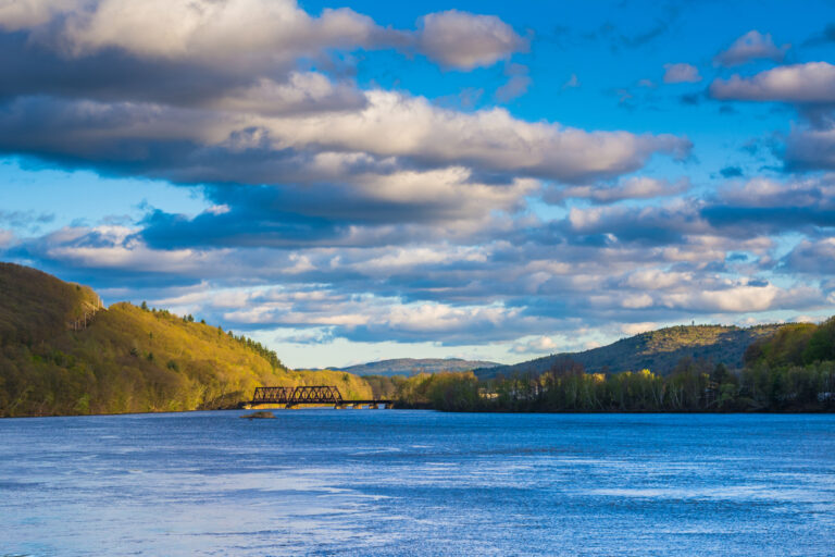 A beautiful view of the river near Brattleboro, one of the best places to stay in Vermont