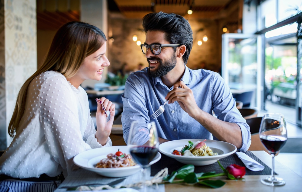 A couple enjoying a great meal at one of the Brattleboro, VT restaurants