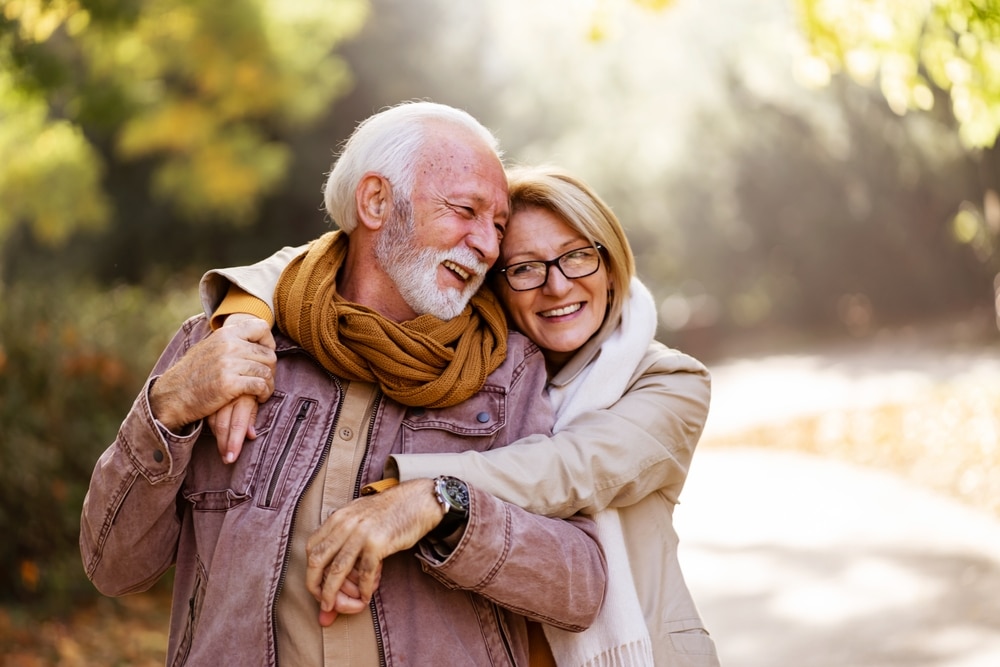 Couple enjoying a romantic getaway in Vermont this fall