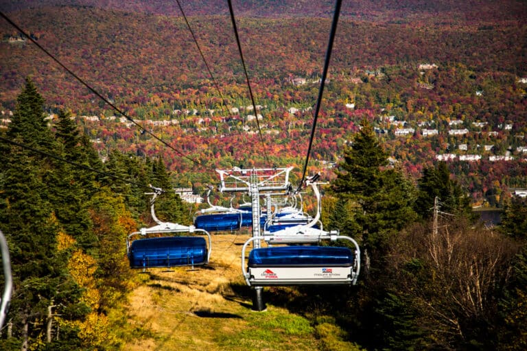 Mount Snow Vermont chairlift and fall colors